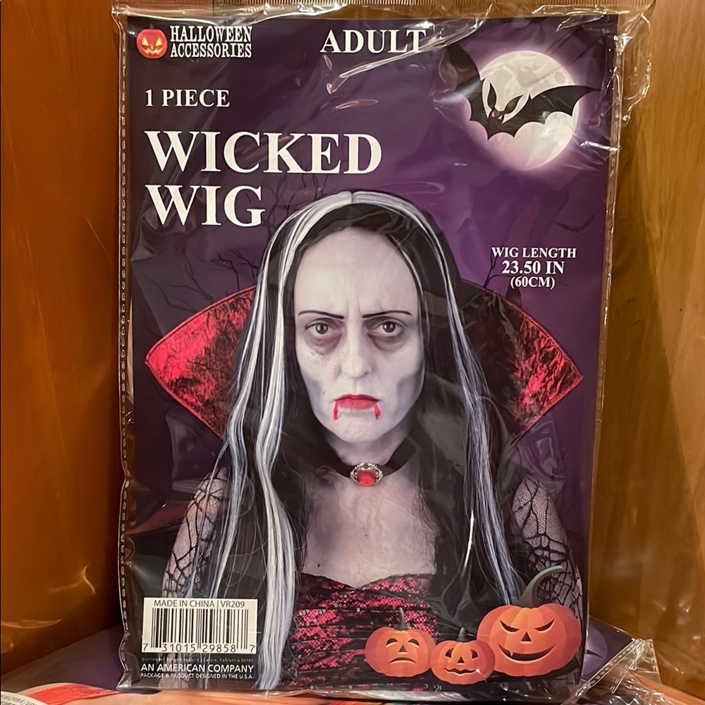 Wicked Wig - Black with White Streaks